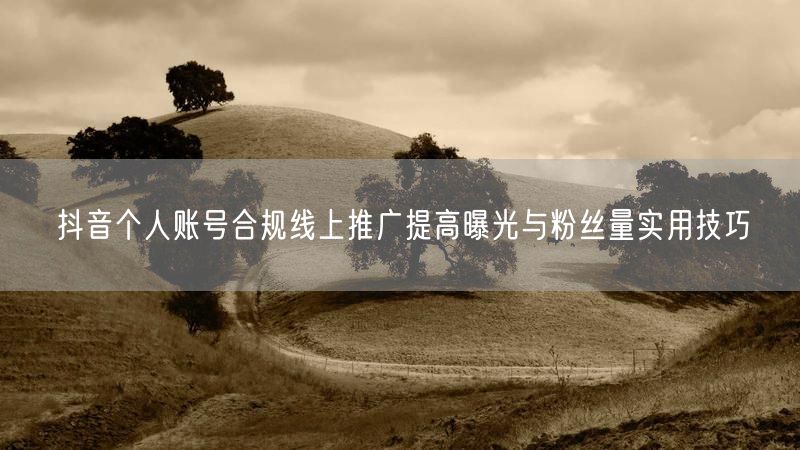 抖音个人账号合规线上推广提高曝光与粉丝量实用技巧