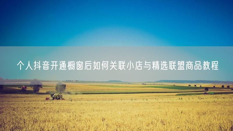 个人抖音开通橱窗后如何关联小店与精选联盟商品教程